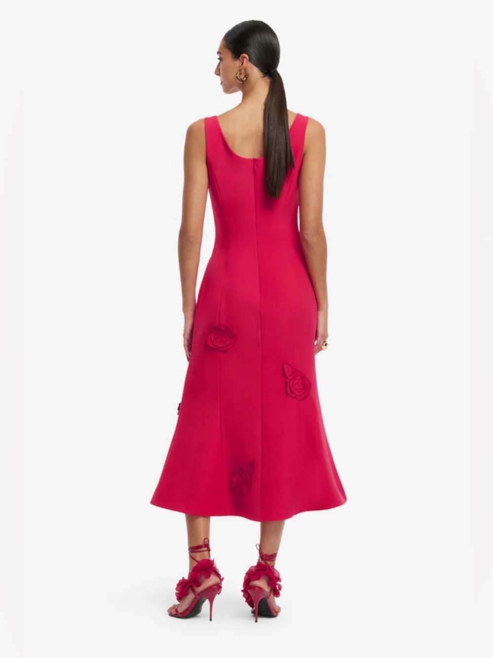 LEO LIN EMILY Red Flower Applique Trumpet Mini Dress AU8/US4 NWOT - Picture 5 of 6